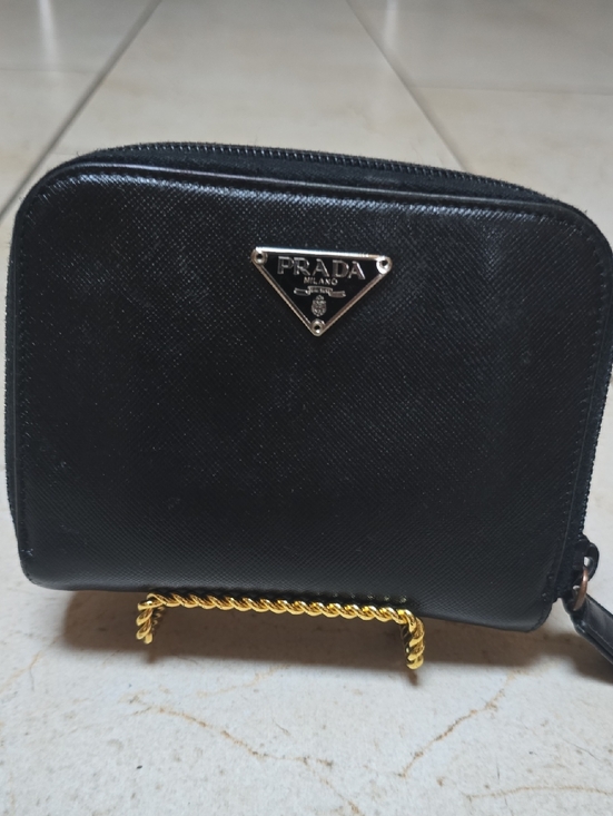 Prada Handbags - Prada Saffiano Black Leather Zip Around Wallet Unisex